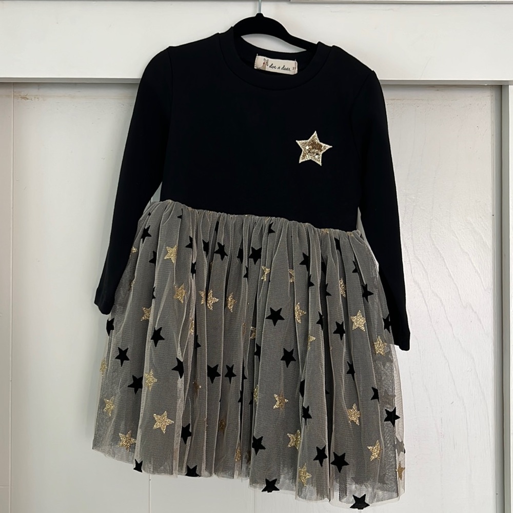 NWT black and gold star tulle dress